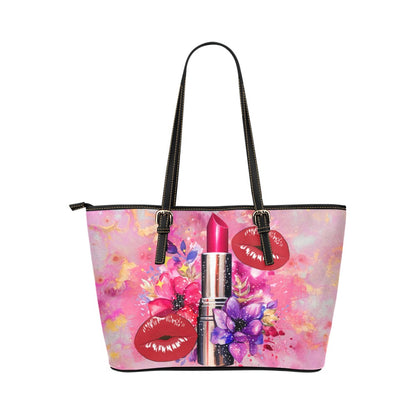Lipstick and lips Purse Leather Tote Bag/Small